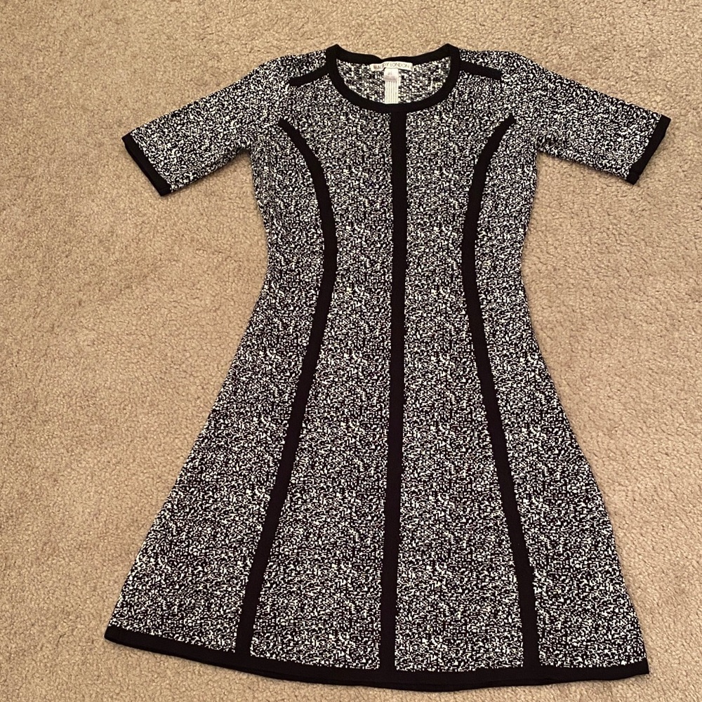 Maggy London Black and White Textured Midi Dress